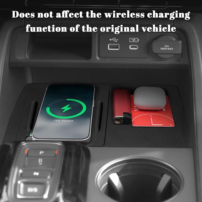 Wireless Charging Protector Mat Compatible with Honda 2023-2025 2026 Pilot & 2026 Passport Accessories Black Silicone Material Center Console Mat (with Indicator Light Port)