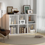 Wooden 6 Cube Storage Organizer with Closed Back Panel, Modern Open Cube Storage Shelf Bookshelf with Compartments, Cube Shel