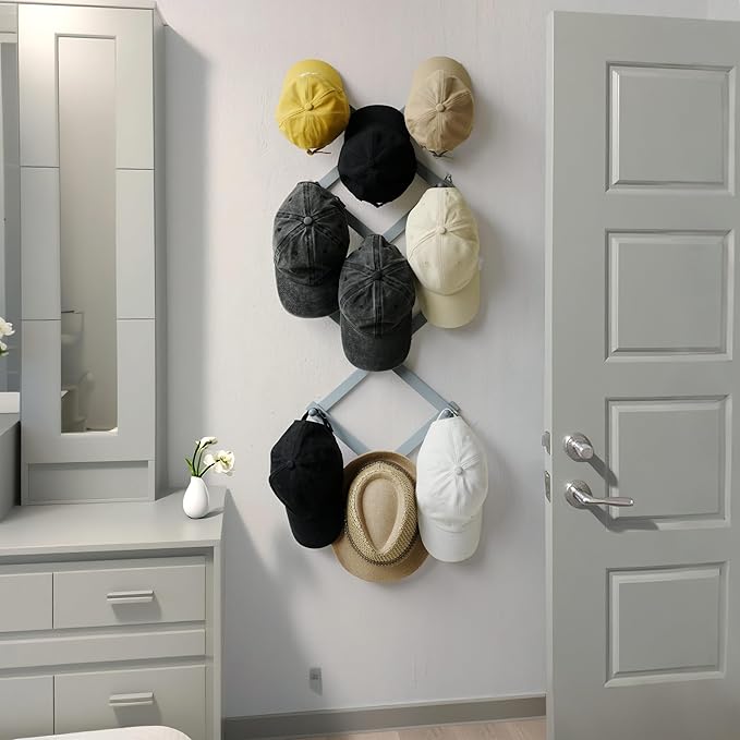SKOLOO Hat Rack for Wall with 14 Hooks, Solid Wooden, Modern, Expandable Coat Rack Wall Mount for Coats, Hats, Bags, Baseball