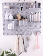 4 PCS White Pegboard Wall Organizer, Self-Adhesive Peg Board Wall Panel Kits Storage for Craft Room Garage Kitchen