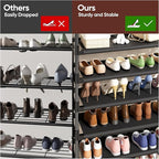 Mavivegue 6 Tier Shoe Rack for 25-30 Pairs of Shoes,Metal Shoe Rack with Hook and Side Pocket for Closet,Entryway,Hallway,Dor