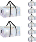 8 Pack-Extra Large Heavy Duty Moving Bags - Waterproof Storage Totes with Handles & Zippers, Foldable for College Dorm, Stora