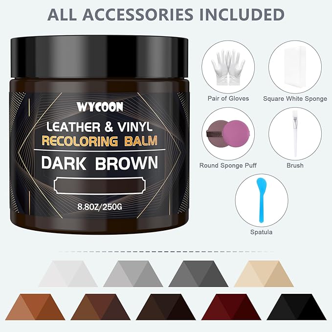 Leather Recoloring Balm & Color Restorer | Black Leather Dye, Paint & Repair Kit for Furniture, Couches, Car Seats, Shoes| Re