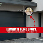SecurityMan Large 24 Inch Convex Mirror for Blind Spots - Shatterproof Polycarbonate, 180° Wide View for Driveways, Intersections, Warehouses, Roads, and Large Areas - Indoor & Outdoor Security Mirror