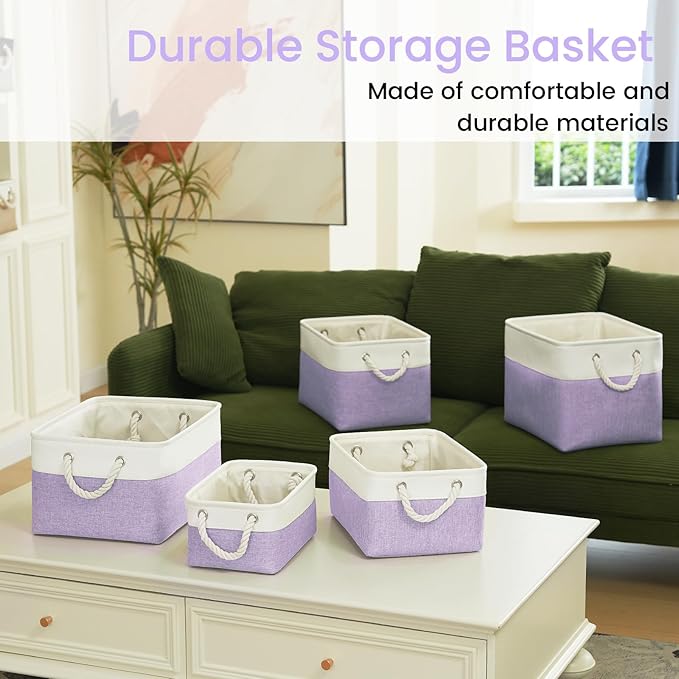 Large Storage Baskets- 15x11x10 inch Storage Bins for Shelves and Closet Organizing, Foldable Fabric Bin for Home Organizatio