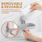 LEVERLOC Soap Dish Holder for Shower Suction Cup Wall Mounted Self Draining NO-Drilling Removable Bar Soap Sponge Holder for 