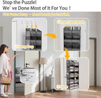 Over The Door Organizer with 5 Shelves, 9 Compartments + 10 Side Pockets, 90+ lbs Weight Capacity, Heavy-Duty Behind the Door