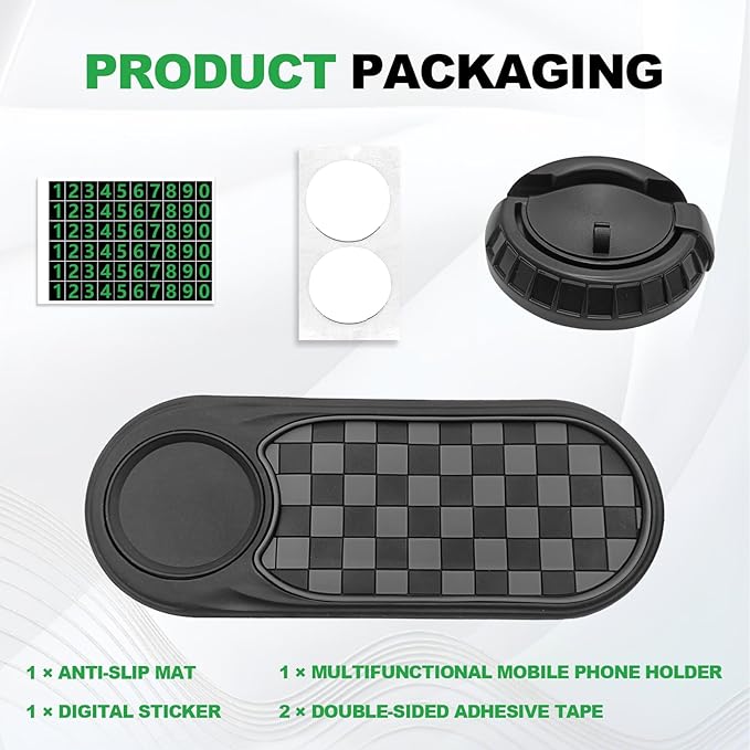 New Multifunctional Anti-Slip Rubber Pad, 4-in-1 Car Universal Dashboard Pad, 360° Rotatable Car Non-Slip Phone Pad w/Tempora