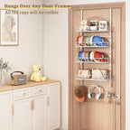 Over Door Hat Organizer 5 Tier Wall Mounted Hat Rack with 4 Adjustable Metal Basket and 3 Hooks Hat Organizer for Baseball ca