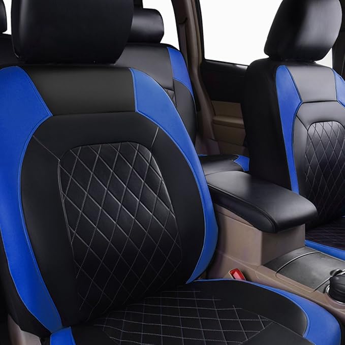 Universal Deluxe Pu Luxury Vinyl Faux Leather Car Seat Covers Two Front 6 Pieces Airbag Compatible Fit for Cars SUV Vehicles 
