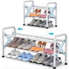 YEASHEIN 2-Tier Expandable Shoe Rack for Closet Floor, X-Frame Metal Small Shoe Rack for Entryway, Adjustable Shoe Shelf Orga