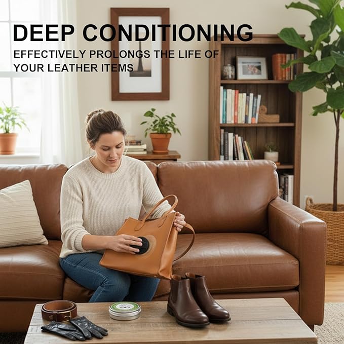 Leather & Furniture Repair Salve - Mink Oil Conditioner, Polisher, Moisturizer & Restorer | Prevents Cracking & Fading for Le