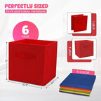 4E's Novelty 6 Packs 11 Inch Rainbow Color Storage Cube Bins, Colorful Storage Baskets For Nursery, Kids Room, Fabric Baskets
