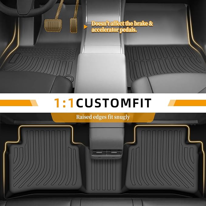 Floor Mats for Toyota Prius 2016 2017 2018 2019 2020 2021 2022(NOT for Prius c & Prius v &Hybrid), Front Rear Mats & Cargo Liner, TPE Non-Slip Waterproof Summer Winter Car Accessories