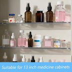 4 Packs Acrylic Medicine Shelves 13 Inches Medicine Cabinet Replacement Shelves Holders for Living Room Bathroom Kitchen,Wall