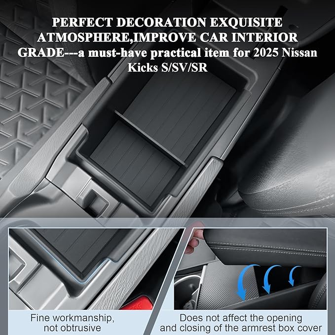 BIBIBO for 2025 Kicks Center Console Organizer 2025 Nissan Kicks S/SV/SR Console Tray 2025 Kicks Insert Glove Pallet Organizer 2025 Nissan Kicks Accessories 2025 Kicks Armrest Organizer