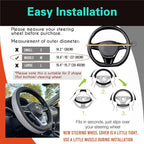 PINCTROT D Shaped Bling Comfy Steering Wheel Cover with Jumbo Crystal Rhinestones, Anti-Slip Diamond Leather, Flat Bottom 14.5-15 Inch (Silver)