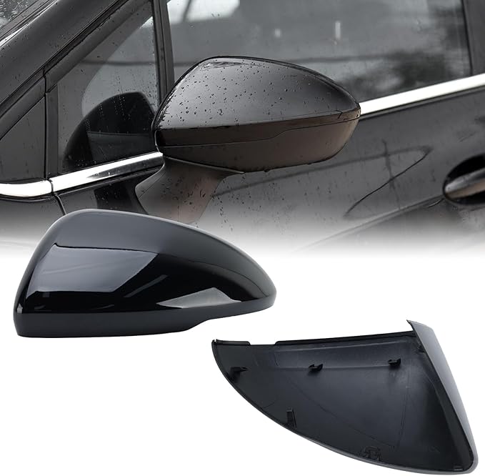 Left Driver Side Mirror Cover Caps Compatible with Chevrolet Chevy Cruze 2017 2018 2019 Replacement Rear view Mirrors Trim (Bright Black)