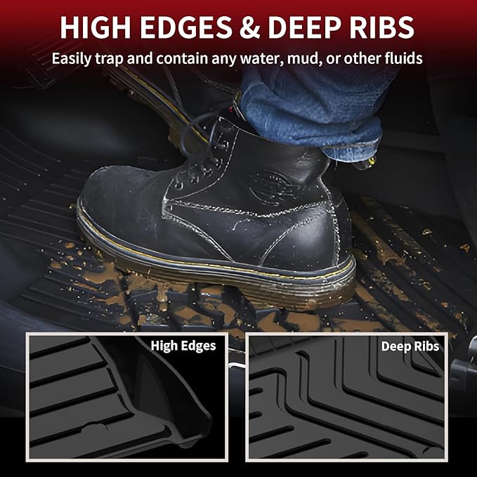 LASFIT Floor Mats Fit for Lexus NX NX200t NX300 NX300h 2021-2015 All Weather Floor Liners Custom Fit for Lexus NX All Models 2021 2020 2019 2018 2017 2016 2015 TPE Car Mats,Front and Rear Mats,Black