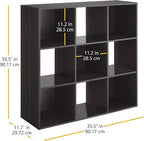 Whitmor 9 Cube Storage Organizer, 3 Tier Stackable Mdf Wood Bookcase, Open Storage Display Bookshelf, Storage Cabinet for Liv