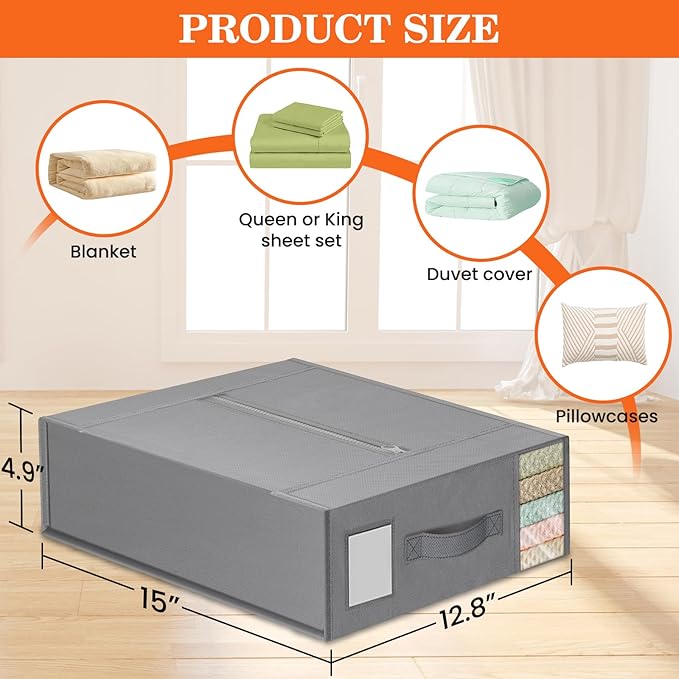 WOWBOX Sheet Organizers and Storage,Closet Bed Sheet Organizer Under Bed Storage and Organization with Label Cards & Clear Wi