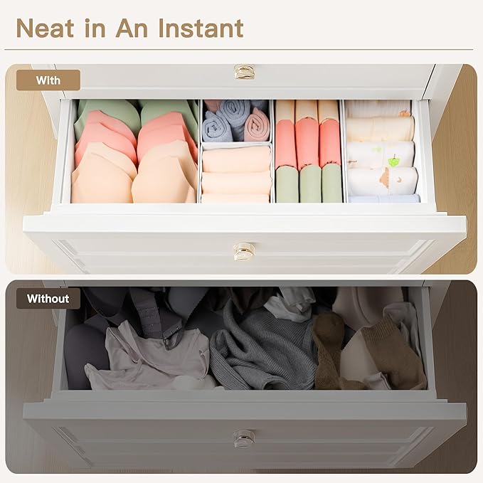 Criusia Drawer Organizer Clothes, 14 Pack Dresser Organizer for Baby Clothes, Underwear, Sock- Foldable Closet Organization a