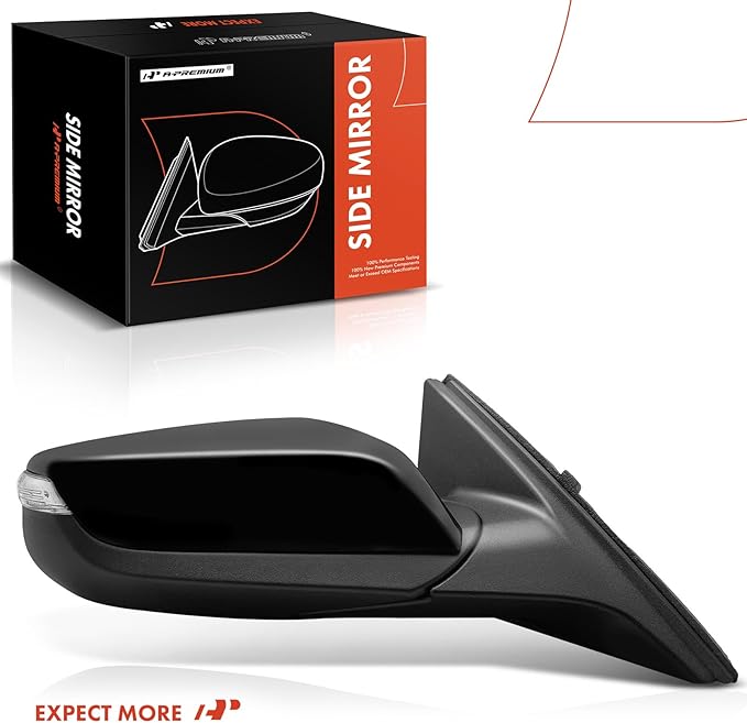 A-Premium Passenger Side Power Door Mirror - Compatible with Chevrolet Malibu 2016 2017 2018 2019 - Heated Manual Folding Bla