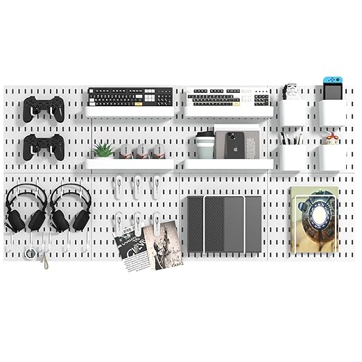 Pegboard Combination Kit, 8 Peg Boards and 30 Accessories Modular Hanging Black Pegboard for Walls, Office Wall Organizer, Ke