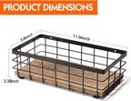 TJ.MOREE Small Metal Wire Basket, Decorative Wood Base Organizer for Bathroom, Kitchen, Basket for Toilet Paper Storage, Suga