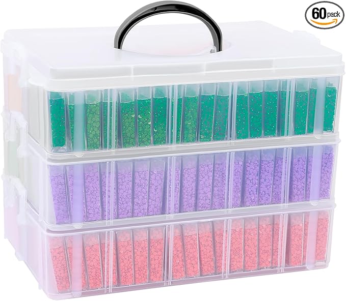 VTG Diamond Painting Storage Container, 240 Grids, Bead Organizer for Art Supplies, Jewelry Craft Storage Box