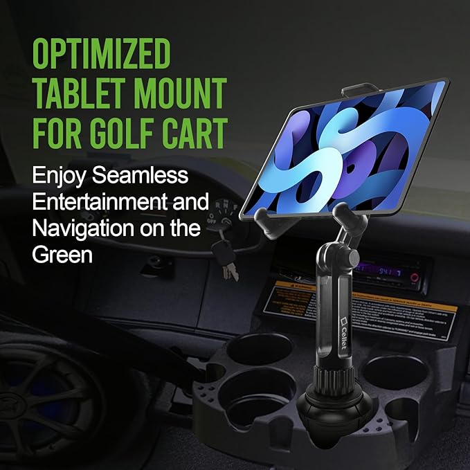 Cellet Universal Car Cup Holder Tablet Mount – Adjustable Gooseneck Stand for iPad, Galaxy, Kindle, Smartphones & More – Stable Base Fits Cup Holders 2.5"-4" for Front & Back Seat Use