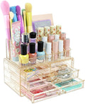 Ikee Design Acrylic Makeup Organizer with 4 Drawers Removable Top Lipstick Holders, Cosmetics Organizer for Skincare, Accesso