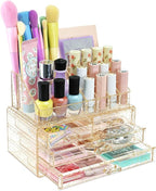Ikee Design Acrylic Makeup Organizer with 4 Drawers Removable Top Lipstick Holders, Cosmetics Organizer for Skincare, Accesso