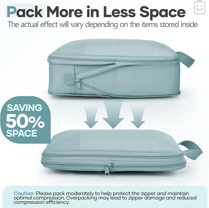 Veken 11 Set Compression Packing Cubes for Travel Essentials,Compressible Expandable Large Luggage Suitcase Organizer Bags fo