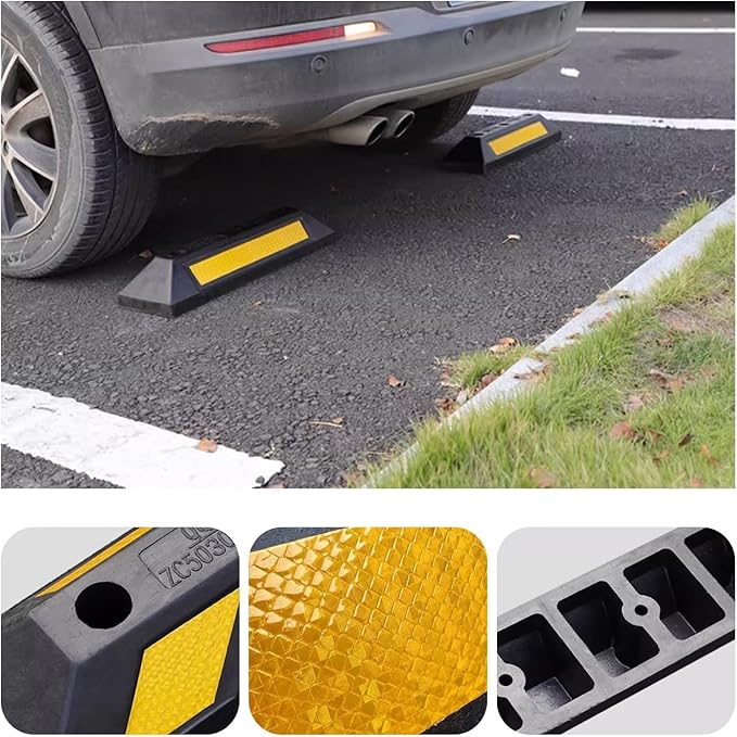 Parking Stopper for Garage, Heavy Duty Rubber Parking Lot Driveway Stopper, Garage Parking Aid for Garage and Parking Lots