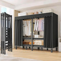 95.3in Heavy Duty Clothe Rack with Cover Load 1200lbs Foldable Portable Wardrobe Closets for Hanging Clothes Freestanding Clo