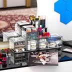 Acrylic Clear Makeup Organizer Countertop,Stackable Skincare Organizer for Vanity With 8 Drawers,Large Plastic Desk Accessori