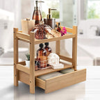Sorbus Bamboo Bathroom Counter Organizer – 2-Tier Shelf with Hidden Drawer for Vanity, Matcha Station, Bathroom Sink Organize