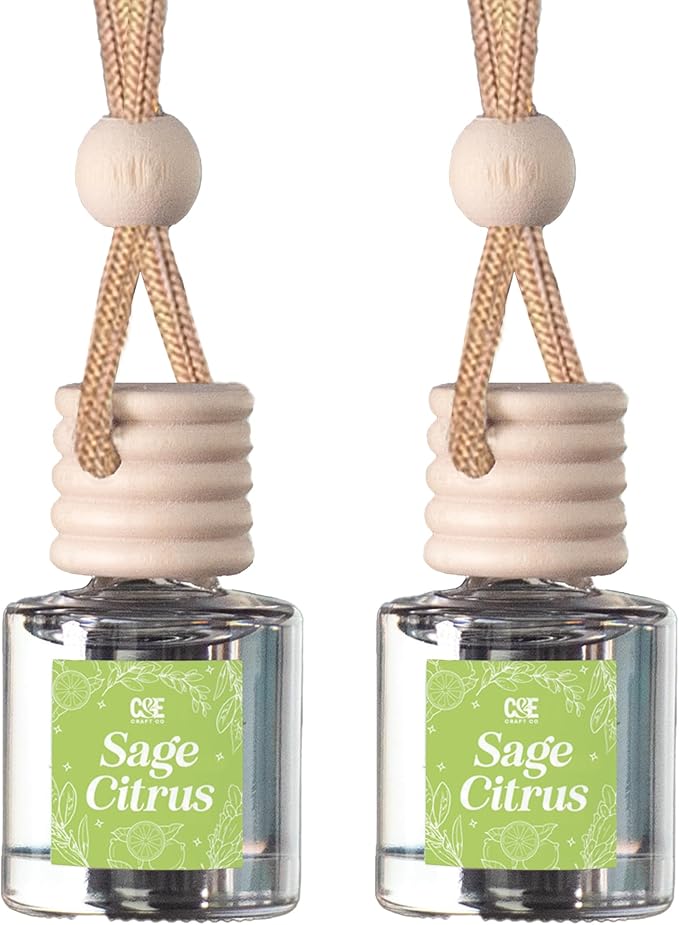 C&E Craft Co Hanging Car Air Freshener Diffuser 2 Pack, Long Lasting Fragrance Oil Car Freshener, Glass Bottle Auto Air Fresh