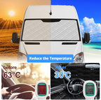 Mercedes Sprinter Sun Shade 7-Piece Set 2019-2023 | Full Cabin Thermal Insulation Kit for LWB Vans | UV Blocker + Privacy Covers (Front/Rear/Side Windows)