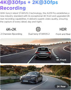 VIOFO A229 Pro 4K HDR Dash Cam, Dual STARVIS 2 IMX678 IMX675, 4K+2K Front and Rear Car Camera, 2 Channel with HDR, Voice Cont