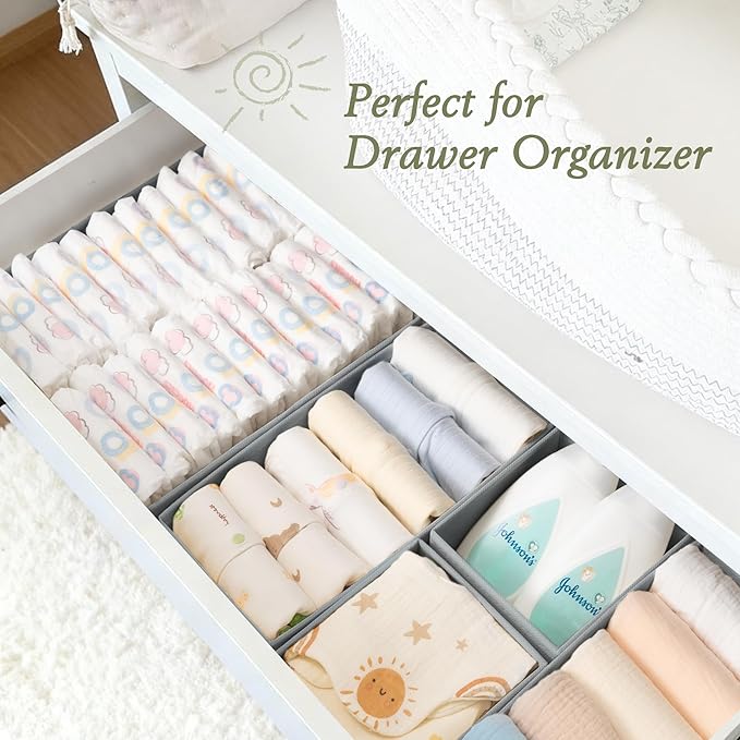 Criusia Drawer Organizers 18-Piece Set, Dresser Organizer for Baby Clothes, Foldable Closet Storage & Drawer Dividers for Und