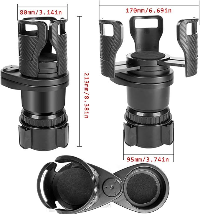 Cup Holder Expander for car, 2 in 1 Multifunctional Car Cup Holder Extender Adapter,with Adjustable Base,Compatible with Hydr