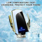 Wireless Car Charger, 15W Fast Charging Air Vent Mount Auto-Clamping Phone Holder, Automotive Electric Induction Charger 360° Rotating Magnetic Vent Mount Bracket for Smartphones (Golden)