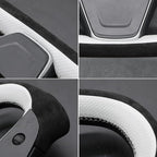 MEWANT Hand Stitched Tesla Model S Yoke Real Leather Steering Wheel Cover Wrap for Tesla Model S 2021-2023 / Model X 2021-2023 Tesla Yoke Steering Wheel Accessories(3D Style)