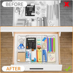 Yieach Expandable Desk Drawer Organizer Tray,1.8 Inch High Junk Drawer Organizer for Kitchen,Clear Shallow Office Drawer Orga