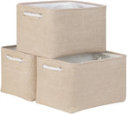 Bidtakay Large Storage Baskets for Shelves 3 Pack Fabric Storage Bins for Organizing Linen Collapsible Organizer for Closet-F