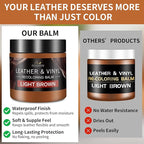 Leather Recoloring Balm and Scratch Repair Kit, Light Brown Leather Restorer for Couches, Furniture, Car Seats, Leather Paint