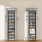 ROJASOP Shoe Rack with Covers 10 Tier Large Shoe Organizer Tall Shoe Closet Storage for 20-22 Pairs Shoe and Boot, Free Stand