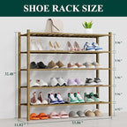 Smiry Shoe Rack, 5 Tier Thick Long Bamboo Shoe Organizer, Stackable Free Standing Wooden Shoe Storage Shelf for Closet, Entry